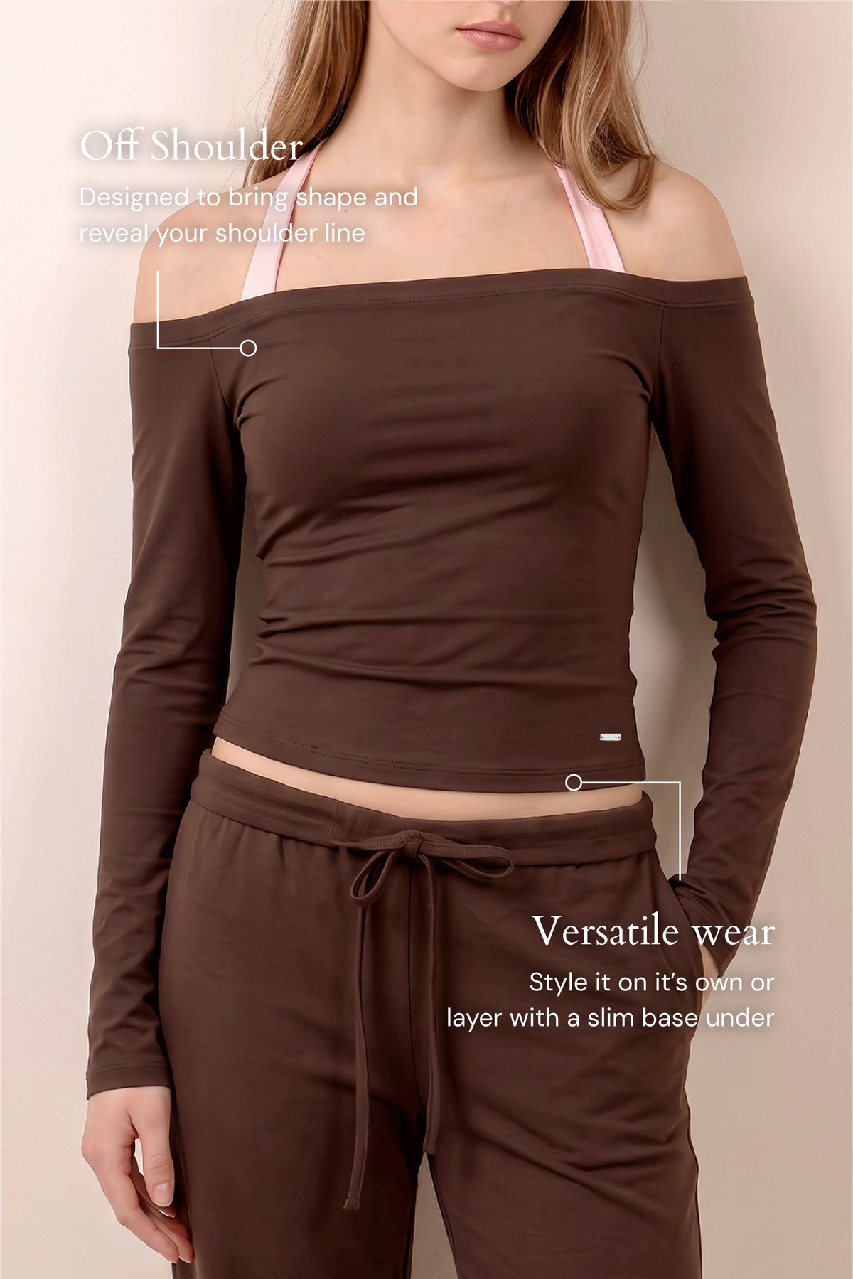 BELLA Off Shoulder Top In Mocha