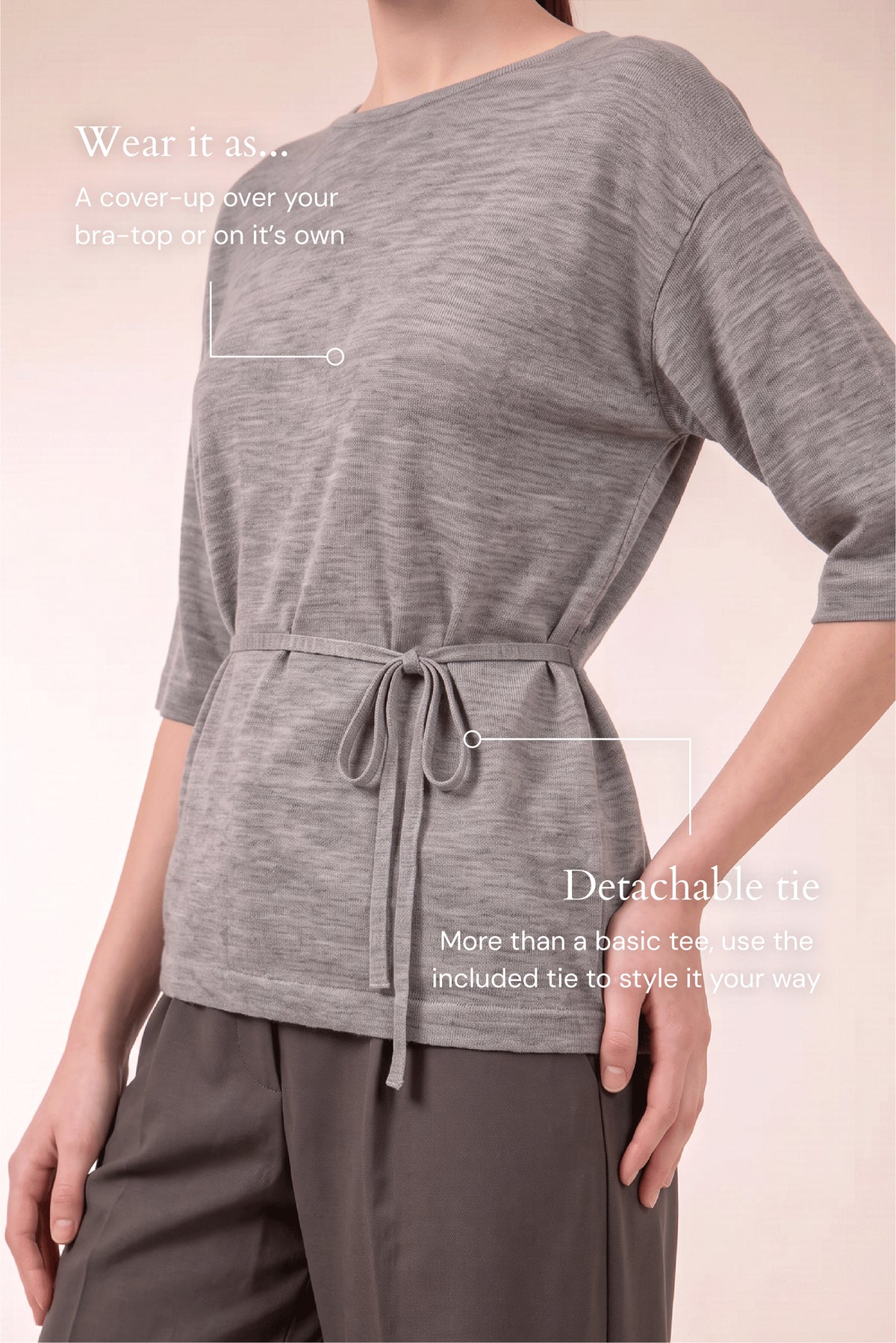 KAE Merino Top in Grey Heather