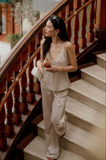 TW Satin Pants in Cream