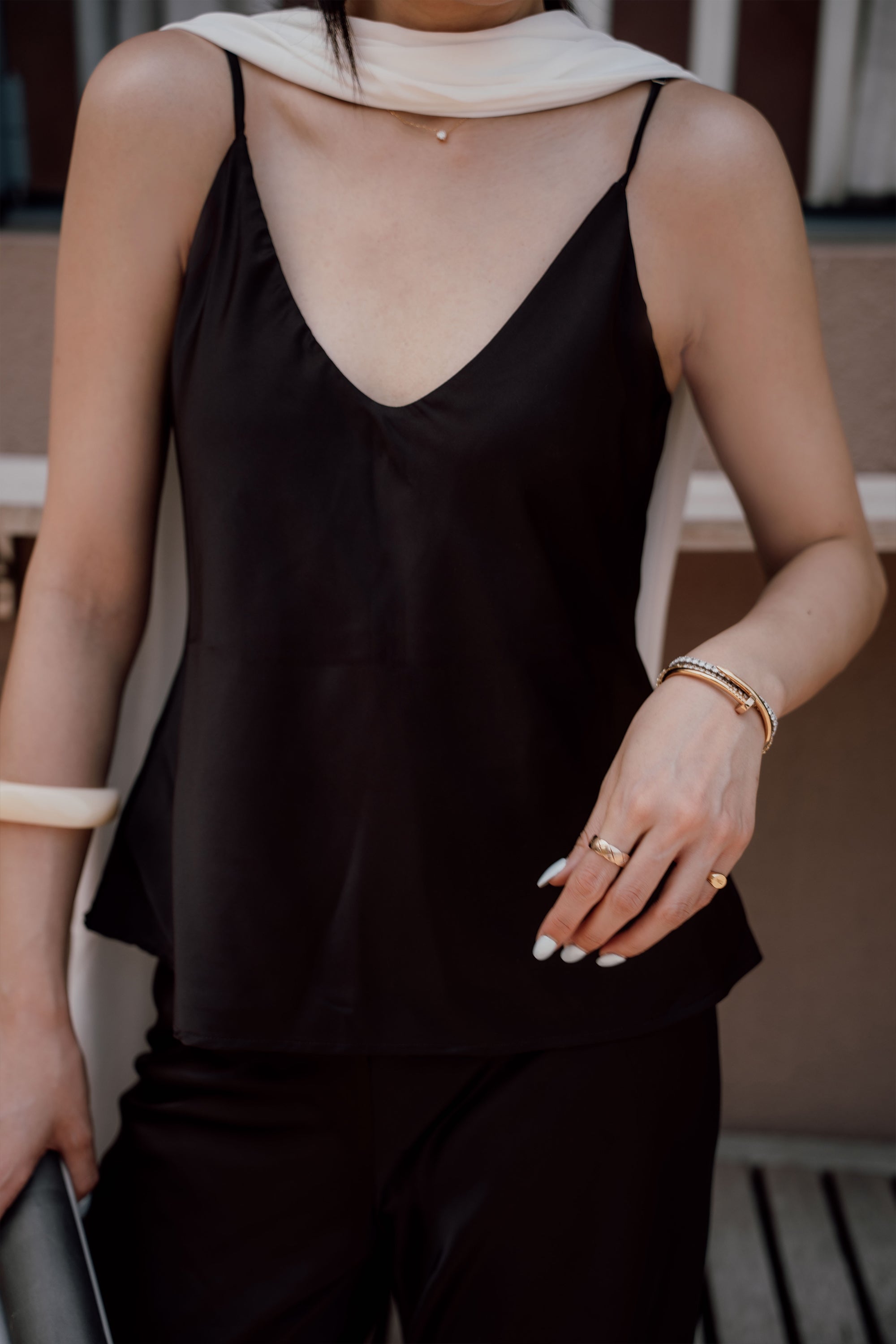 TW Satin Top in Chocolate