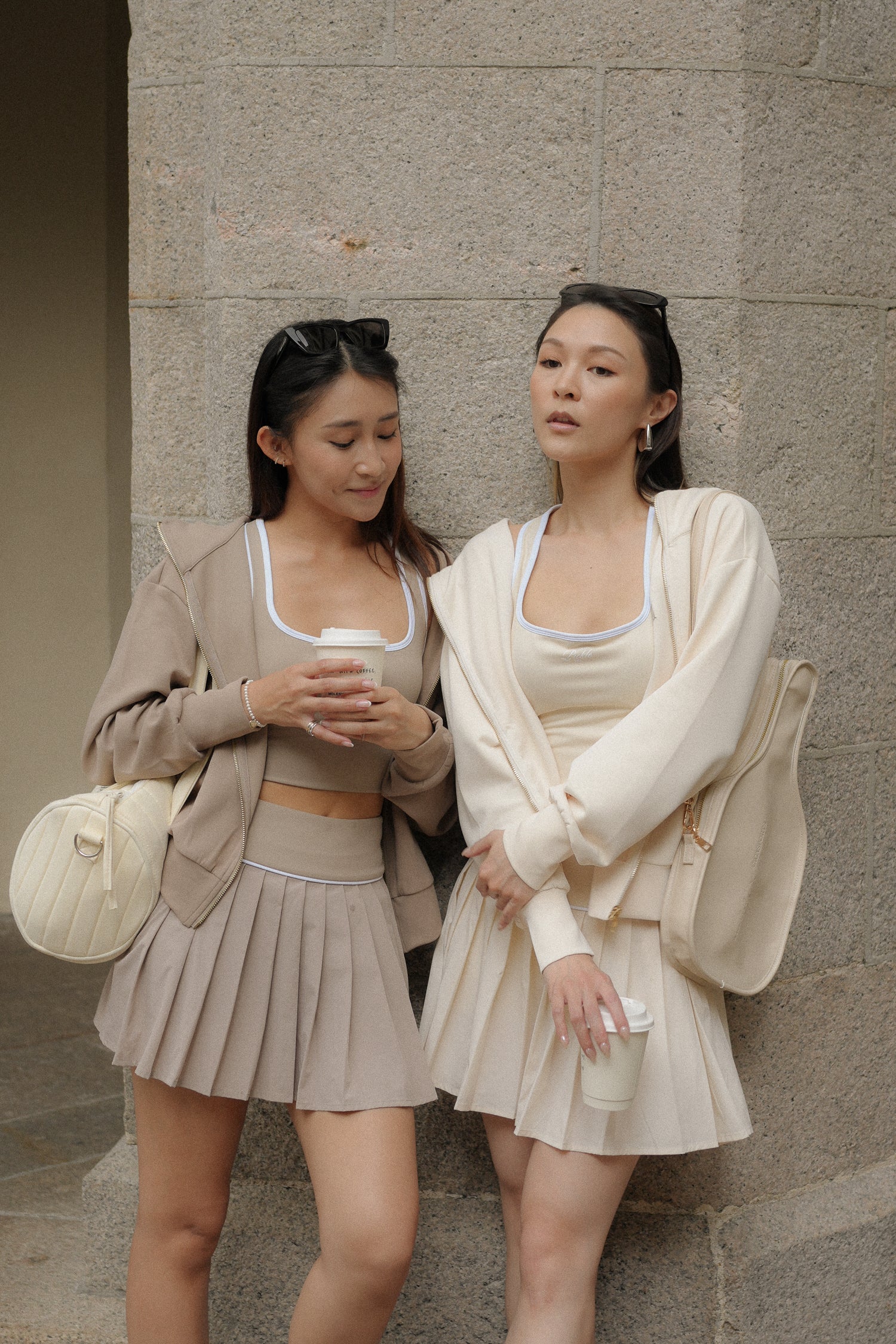 SIDE LINE Pleated Skirt in Tan