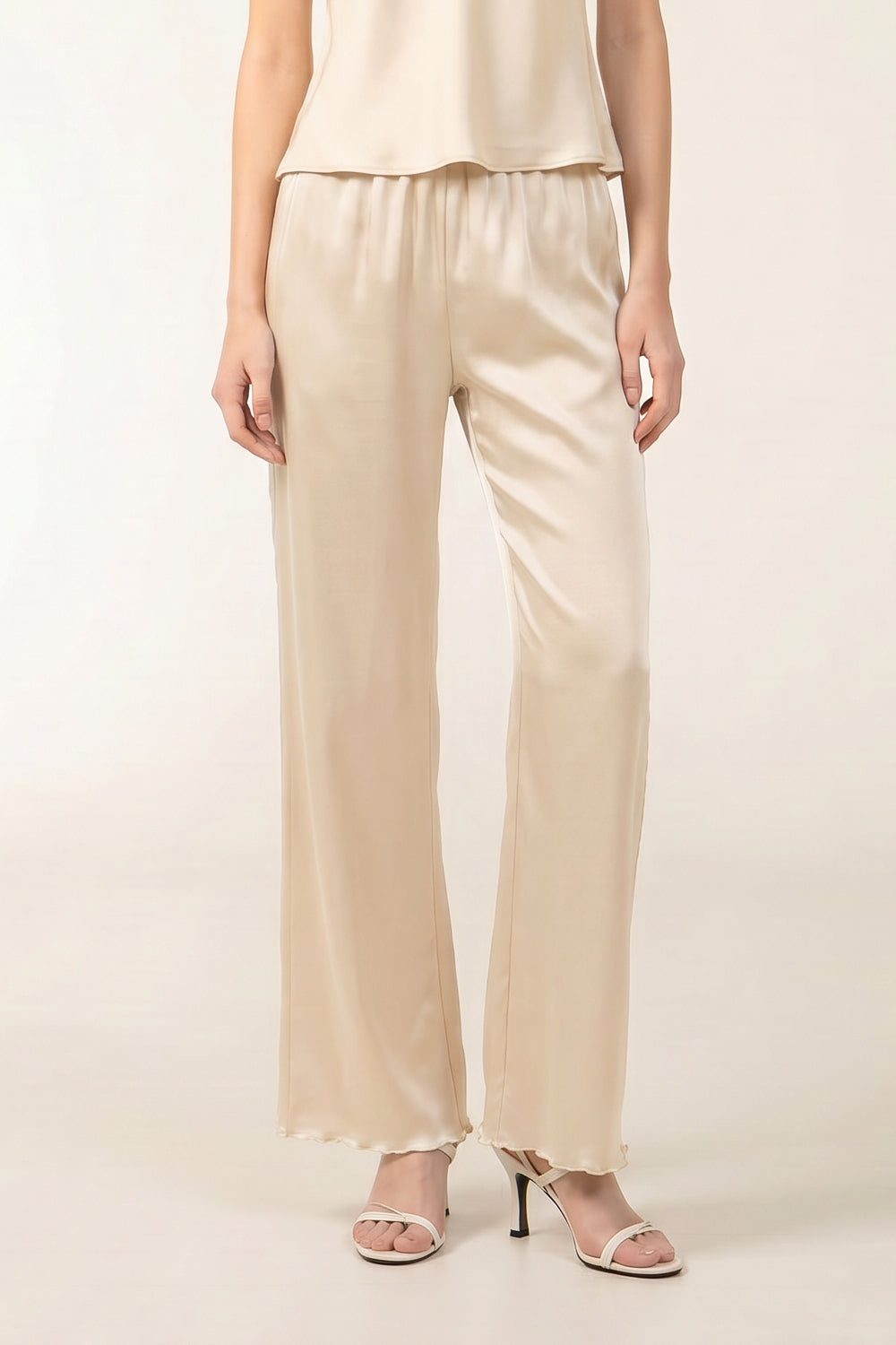 TW Satin Pants in Cream