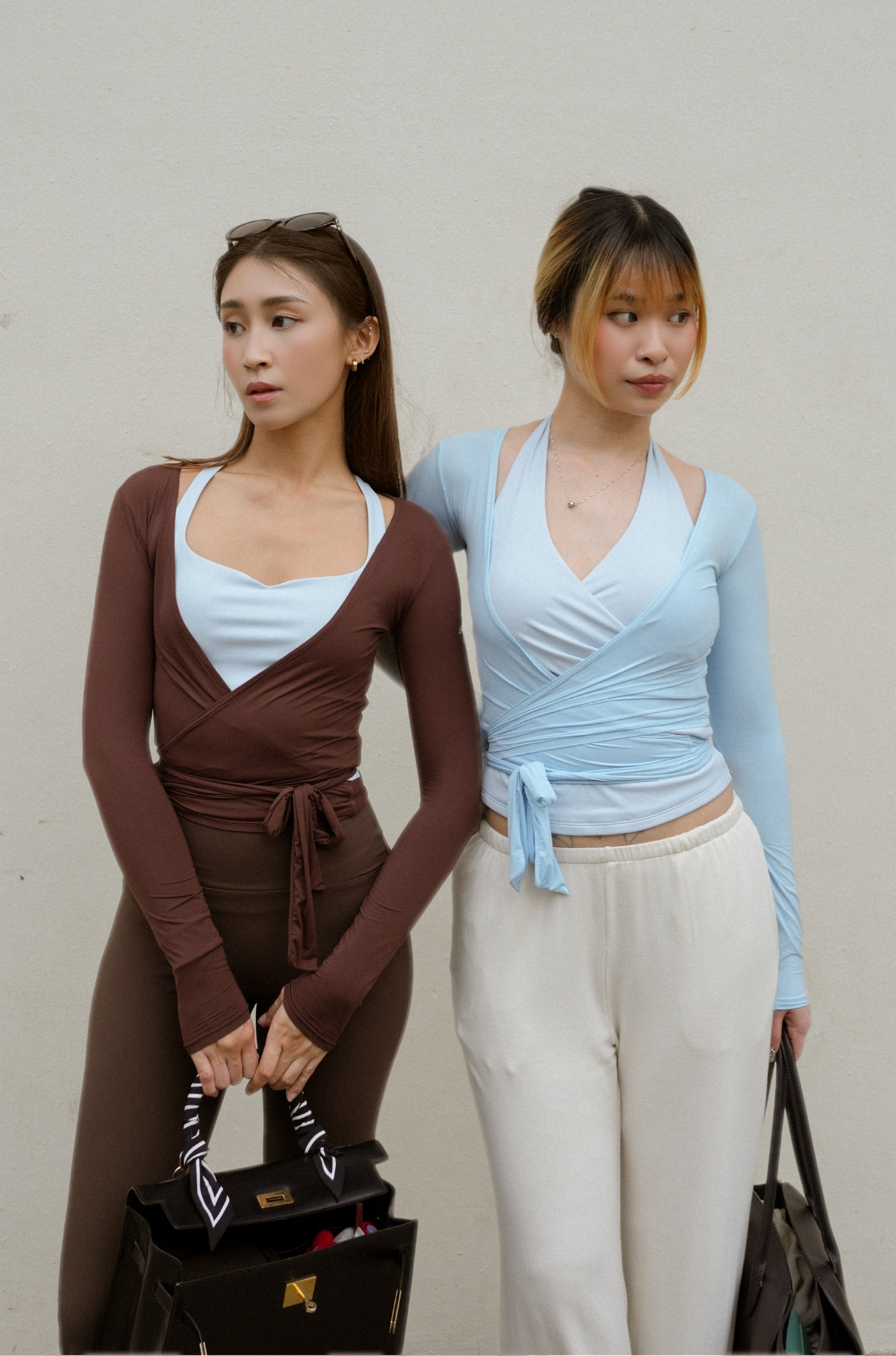 DOLLY Wrap Top in Baby Blue
