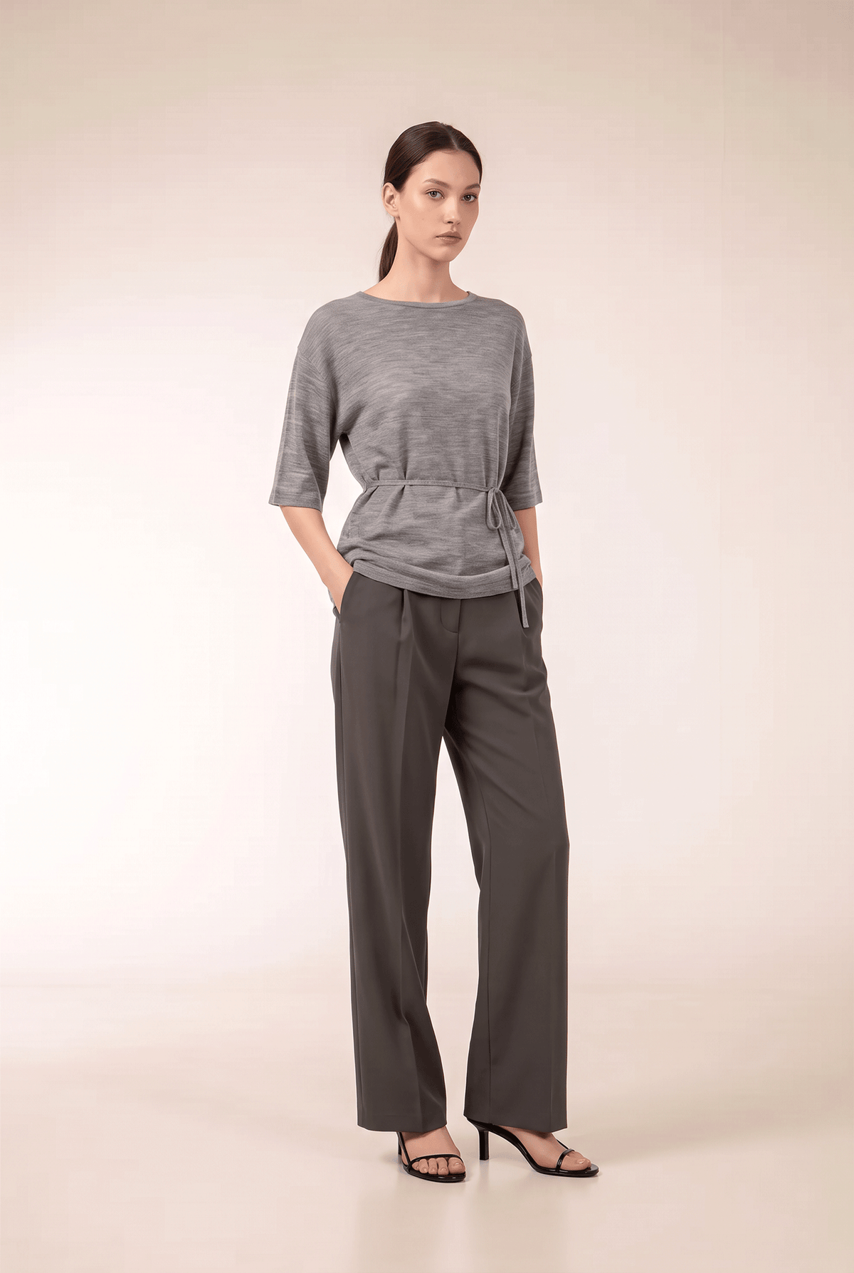 KAE Merino Top in Grey Heather