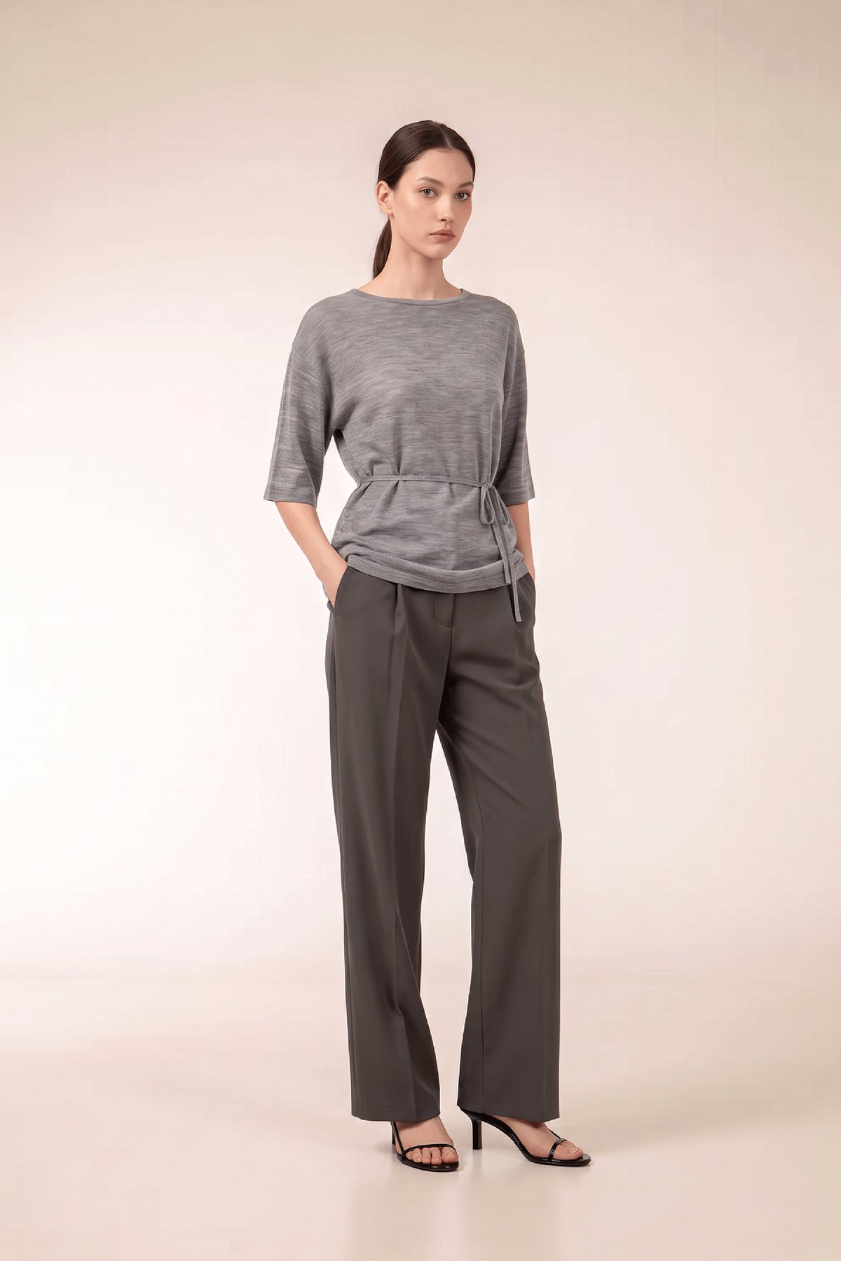 KAE Merino Top in Grey Heather