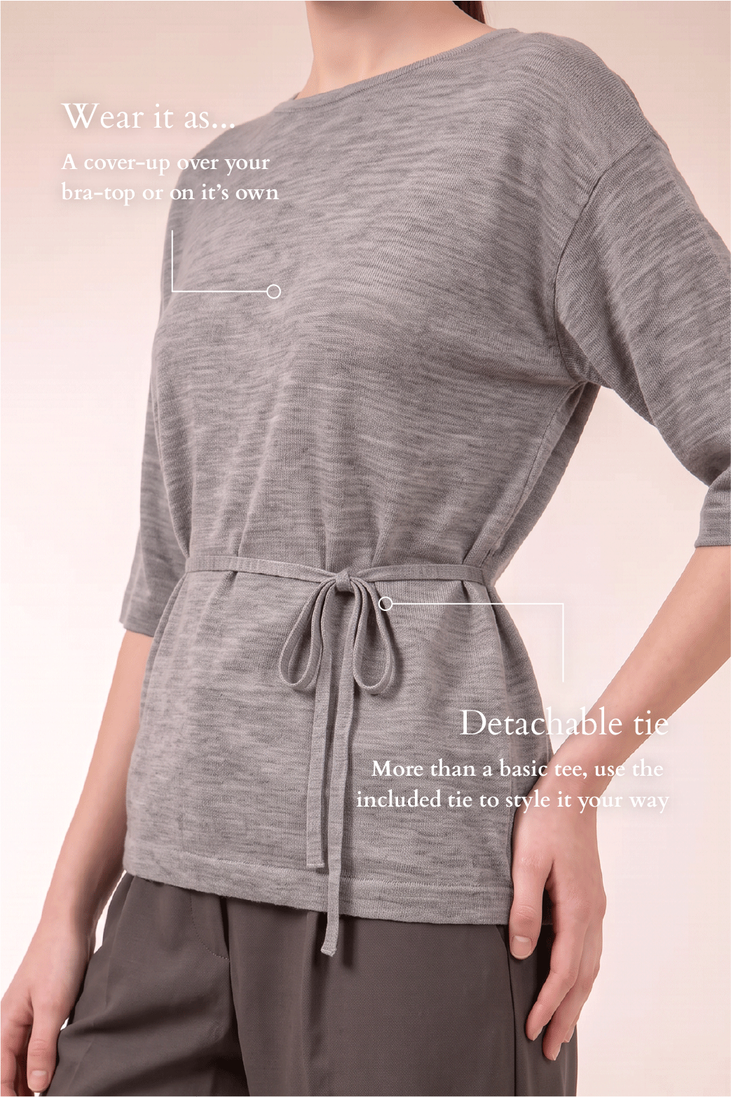 KAE Merino Top in Grey Heather