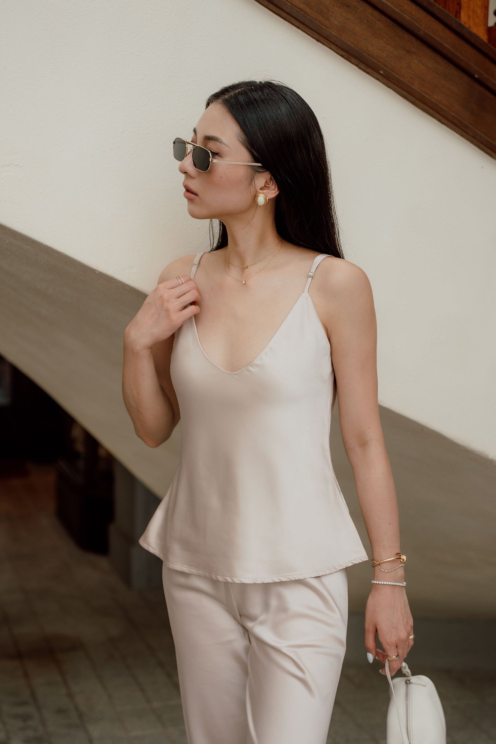 TW Satin Top in Cream