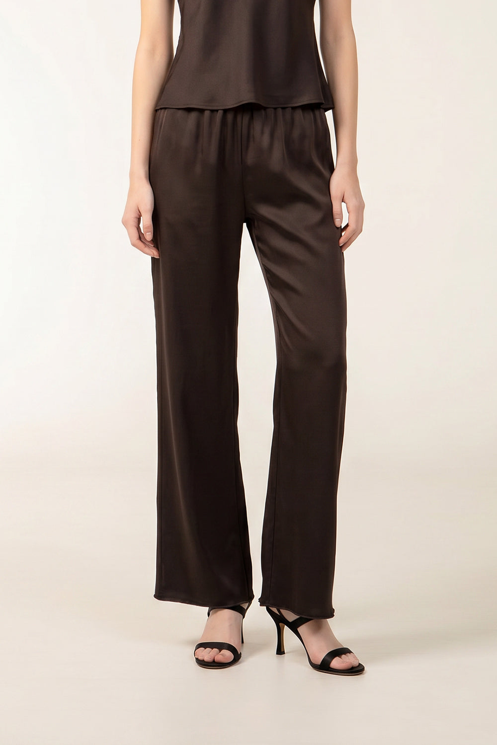TW Satin Pants in Chocolate
