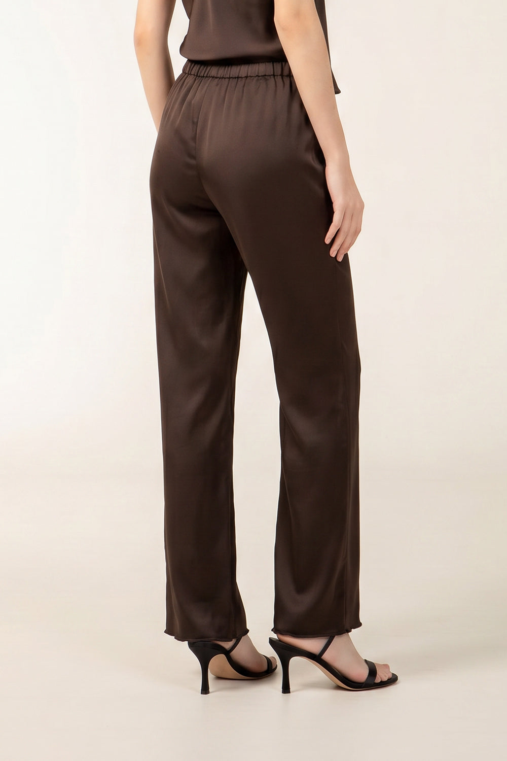 TW Satin Pants in Chocolate
