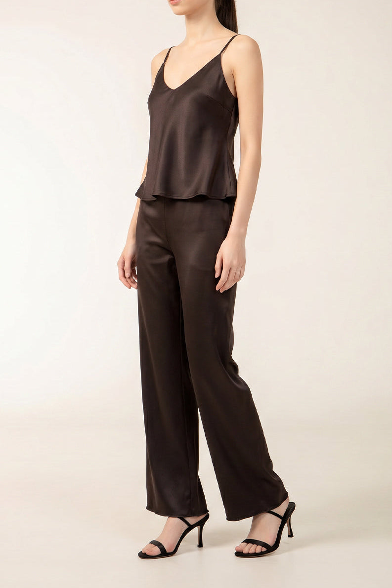 TW Satin Top in Chocolate