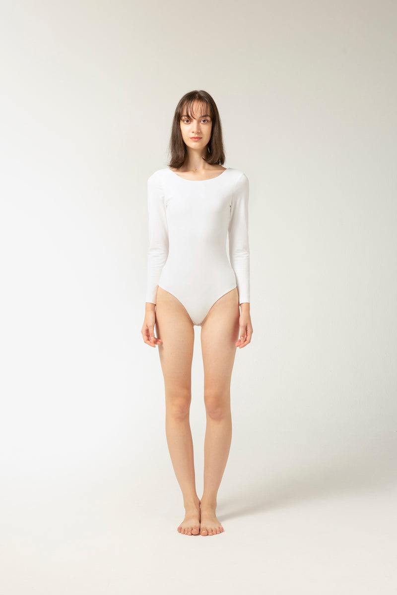 Shape White Structured Rib High Rise Bodysuit